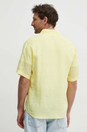 BOSS cămașă de in ORANGE culoarea galben, cu guler clasic, regular 50489345
