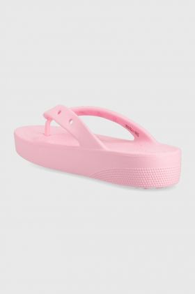 Crocs șlapi Classic Platform Flip femei, culoarea roz, cu platforma, 207714 207714.6S0-6S0