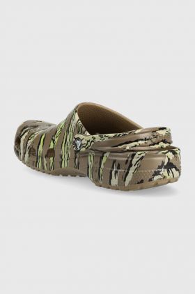 Crocs papuci Classic Printed Camo Clog bărbați, culoarea verde 206454