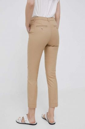 United Colors of Benetton pantaloni femei, culoarea bej, mulata, medium waist