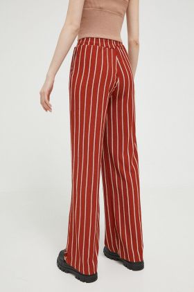 Protest pantaloni femei, culoarea maro, drept, high waist