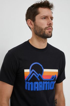 Marmot tricou Coastal barbati, culoarea negru, cu imprimeu