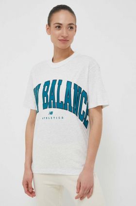 New Balance tricou din bumbac UT31551SAH culoarea gri, cu imprimeu