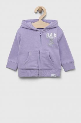 GAP bluza bebe x Disney culoarea violet, cu glugă, cu imprimeu