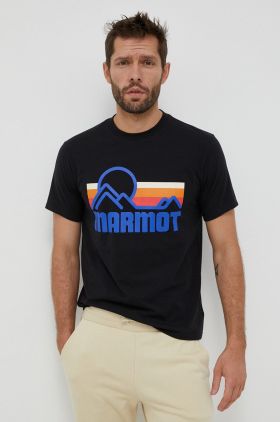 Marmot tricou Coastal barbati, culoarea negru, cu imprimeu