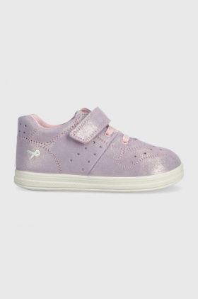 Primigi sneakers de piele întoarsă pentru copii culoarea violet