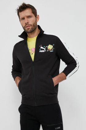 Puma hanorac de bumbac X SPONGEBOB barbati, culoarea negru, cu imprimeu