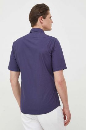 BOSS camasa din bumbac BOSS ORANGE barbati, culoarea albastru marin, cu guler clasic, regular