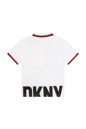 Dkny tricouri polo din bumbac pentru copii culoarea alb, cu imprimeu