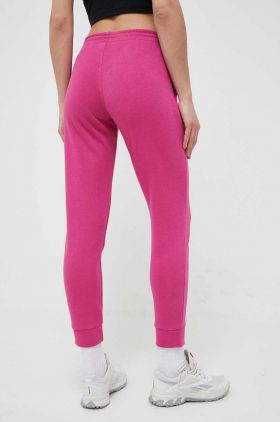 Reebok pantaloni de trening culoarea roz, neted