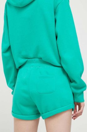 Rip Curl pantaloni scurti femei, culoarea verde, cu imprimeu, high waist