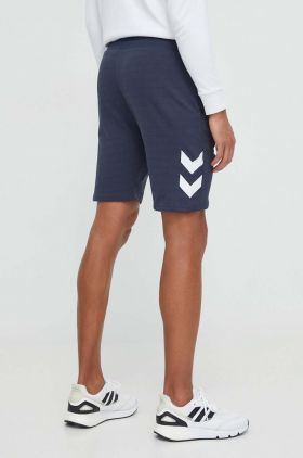 Hummel pantaloni scurti din bumbac culoarea albastru marin