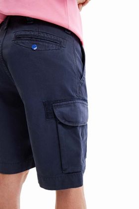 Desigual pantaloni scurti din bumbac culoarea albastru marin