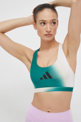 adidas Performance sutien sport Powerimpact culoarea verde, modelator