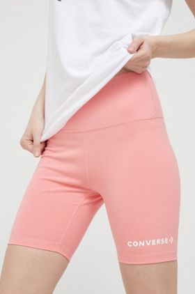 Converse pantaloni scurti femei, culoarea violet, neted, medium waist