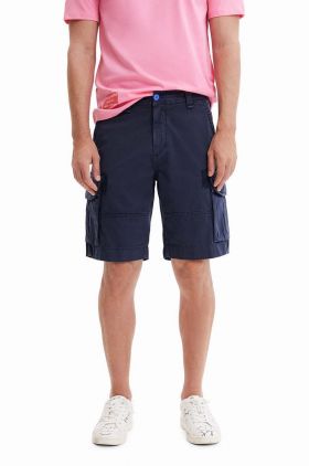 Desigual pantaloni scurti din bumbac culoarea albastru marin