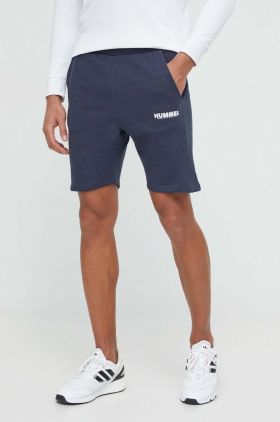 Hummel pantaloni scurti din bumbac culoarea albastru marin