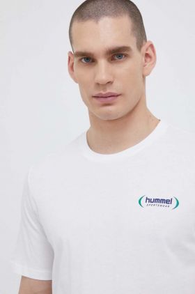 Hummel tricou din bumbac culoarea alb, neted