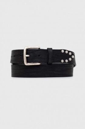 Pepe Jeans curea de piele Leroy barbati, culoarea negru