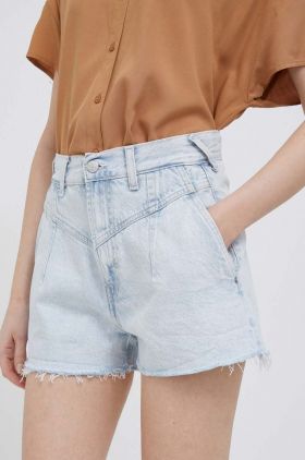 Pepe Jeans pantaloni scurti jeans Summer Sky femei, neted, high waist