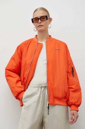 Résumé geaca bomber femei, culoarea portocaliu, de iarna, oversize