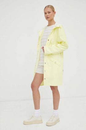 Rains geacă de ploaie 12020 Long Jacket culoarea galben, de tranzitie 12020.39-39Straw