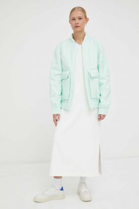 Rains geaca de ploaie 15530 Fuse Bomber Jacket culoarea verde, de tranzitie, oversize