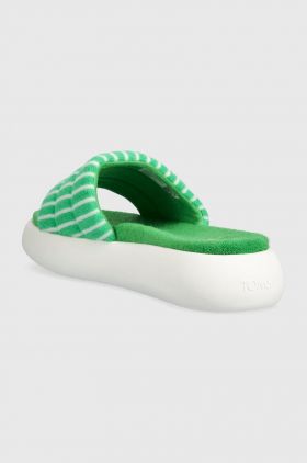 Toms papuci Alpargata Mallow Slide femei, culoarea verde, cu platforma, 10019721