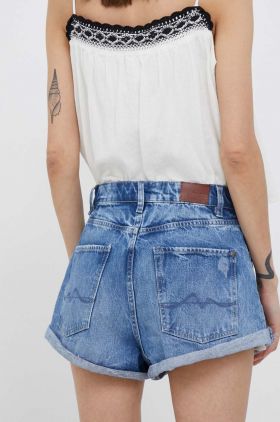 Pepe Jeans pantaloni scurti jeans Suzie femei, neted, high waist