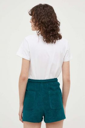 Marc O'Polo pantaloni scurti din bumbac DENIM culoarea verde, neted, high waist