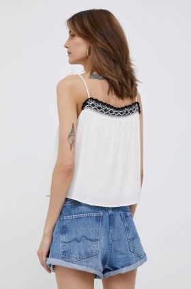 Pepe Jeans top din bumbac Beni culoarea alb