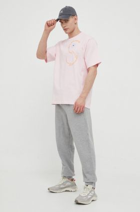 adidas by Stella McCartney tricou din bumbac culoarea roz, cu imprimeu