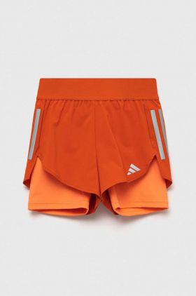 adidas pantaloni scurti copii G RUN 2in1 SHO culoarea portocaliu, cu imprimeu, talie reglabila