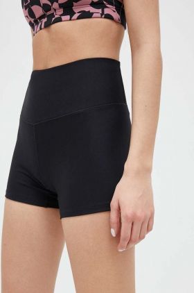 Casall pantaloni scurți de antrenament culoarea negru, neted, high waist