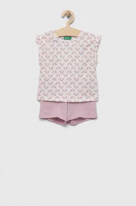 United Colors of Benetton set de bumbac pentru copii culoarea roz