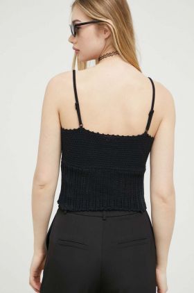 Abercrombie & Fitch top din bumbac culoarea negru