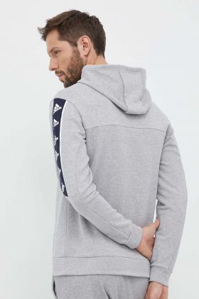 adidas hanorac de bumbac barbati, culoarea gri, cu glugă, cu imprimeu