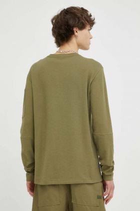 G-Star Raw longsleeve din bumbac culoarea verde, neted