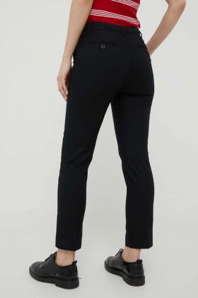 United Colors of Benetton pantaloni femei, culoarea negru, drept, high waist