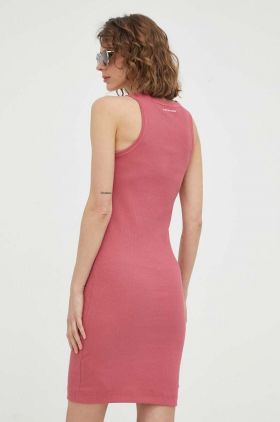 G-Star Raw rochie din bumbac culoarea roz, midi, mulata