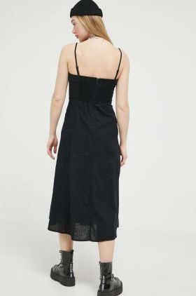 Abercrombie & Fitch rochie din in culoarea negru, midi, evazati