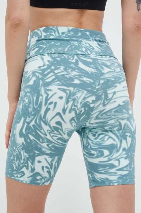 Puma pantaloni scurti femei, culoarea turcoaz, modelator, high waist