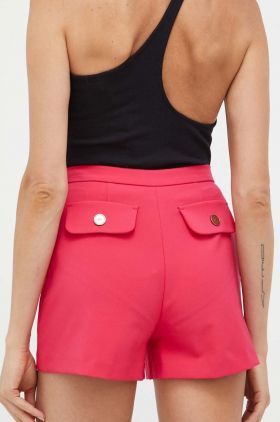 Elisabetta Franchi pantaloni scurti femei, culoarea roz, neted, high waist