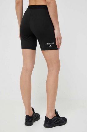 The North Face pantaloni scurti sport Mountain Athletics femei, culoarea negru, cu imprimeu, high waist