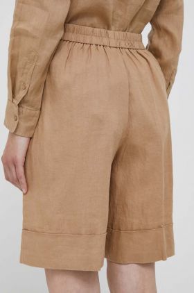 United Colors of Benetton pantaloni scurti din in culoarea bej, neted, high waist