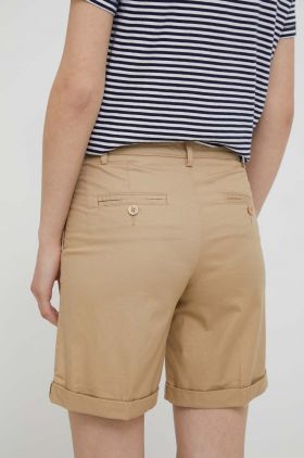 United Colors of Benetton pantaloni scurti femei, culoarea bej, neted, medium waist