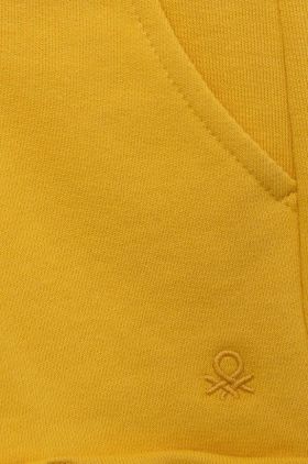 United Colors of Benetton pantaloni scurți din bumbac pentru copii culoarea galben, neted, talie reglabila