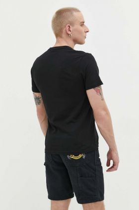 Rip Curl tricou din bumbac culoarea negru, cu imprimeu