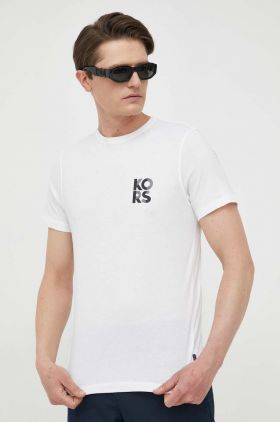 Michael Kors tricou din bumbac culoarea alb, cu imprimeu