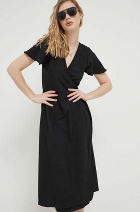 Protest rochie culoarea negru, midi, evazati